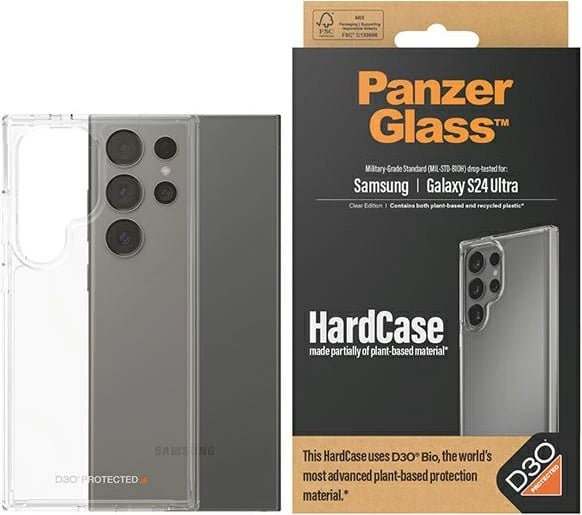 Mbështjellës PanzerGlass HardCase me D3O Bio për Samsung Galaxy S24 Ultra, Transparent