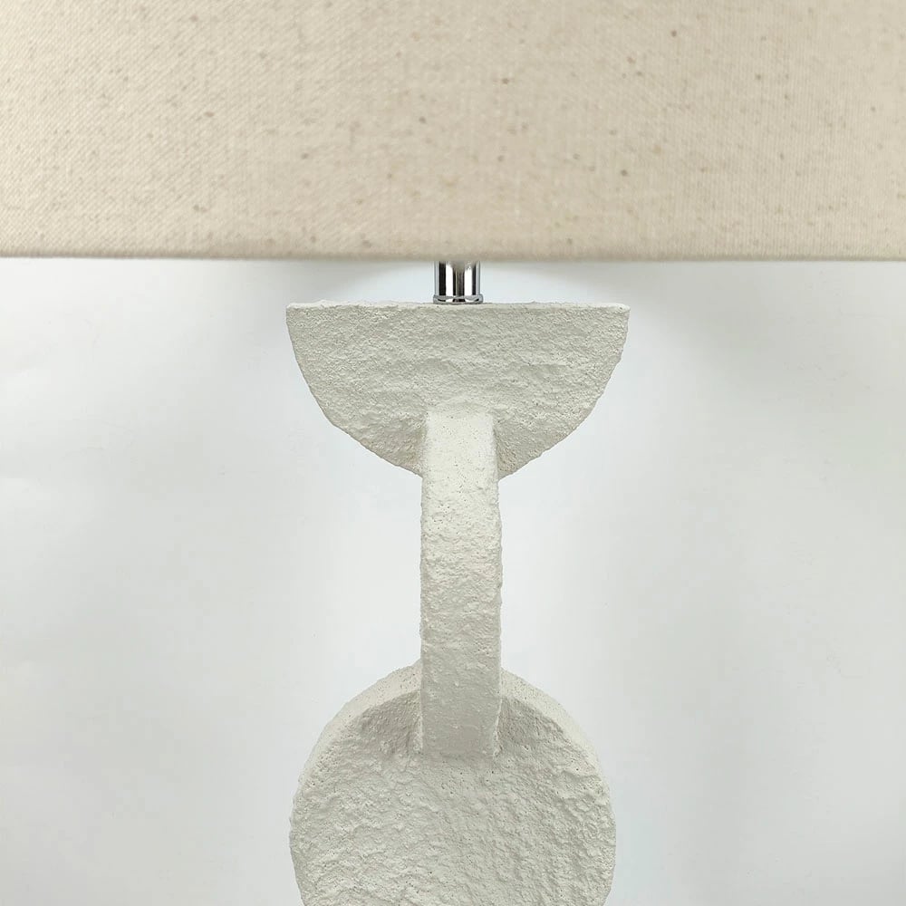 Llambë tavoline Prisma, rrëshirë dhe liri, bezhë, 38x38x84cm