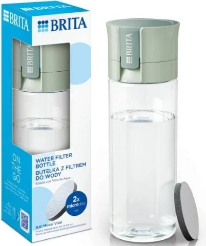 Shishe uji me filtër BRITA Vital 0.6L, jeshile pastel, 2 copë