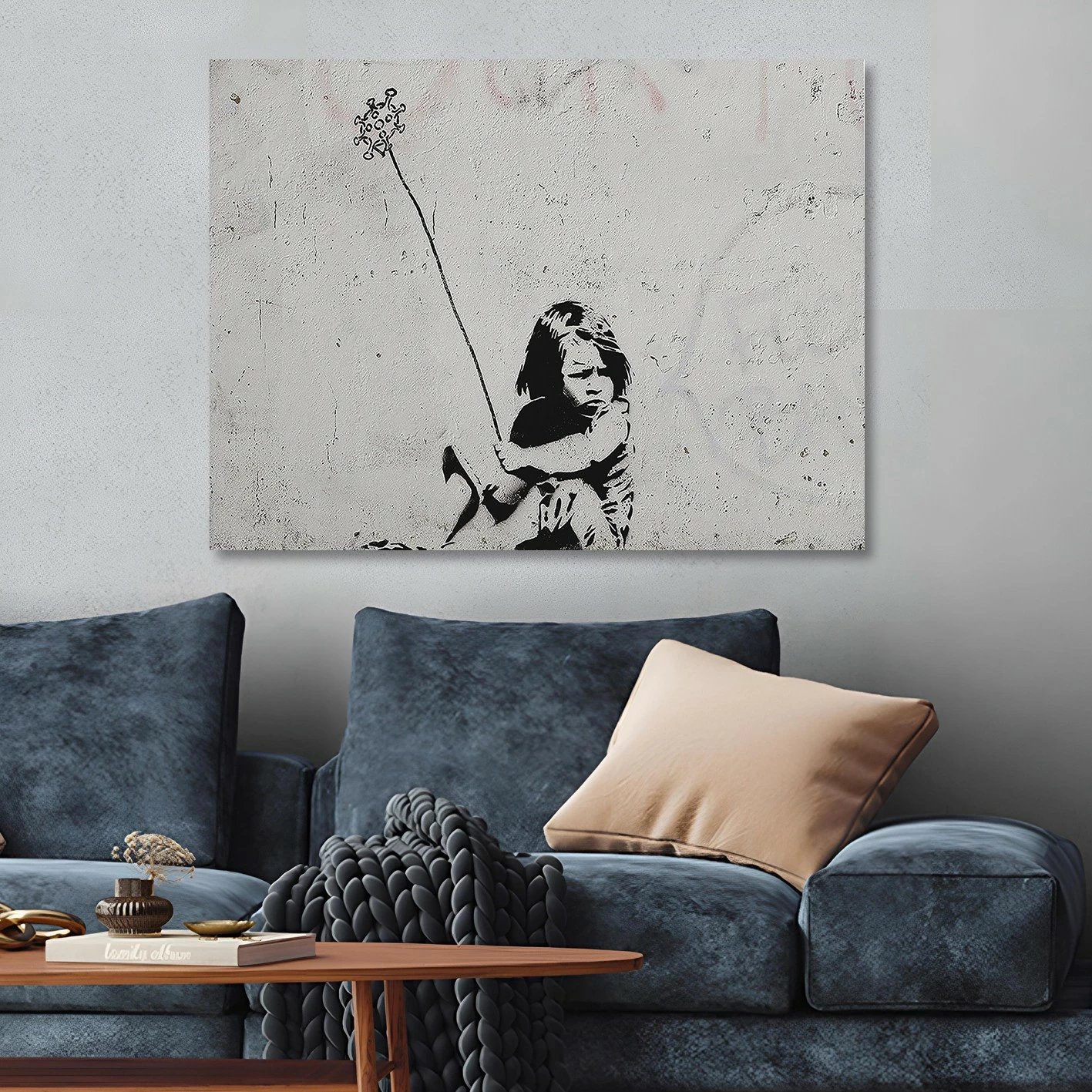 Pikturë dekorative në kanavacë Banksy, shumëngjyrëshe, KNV4551_70100, 70x100cm