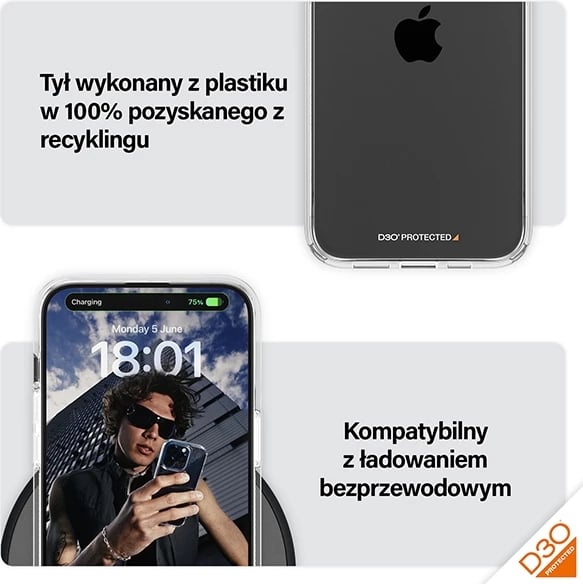 Mbështjellës PanzerGlass HardCase me D3O për iPhone 15 Pro Max, transparent