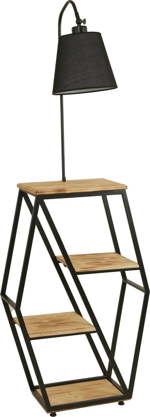 Llambë dyshemeje Opviq, 8528-5, ngjyrë e zezë, me raft librash