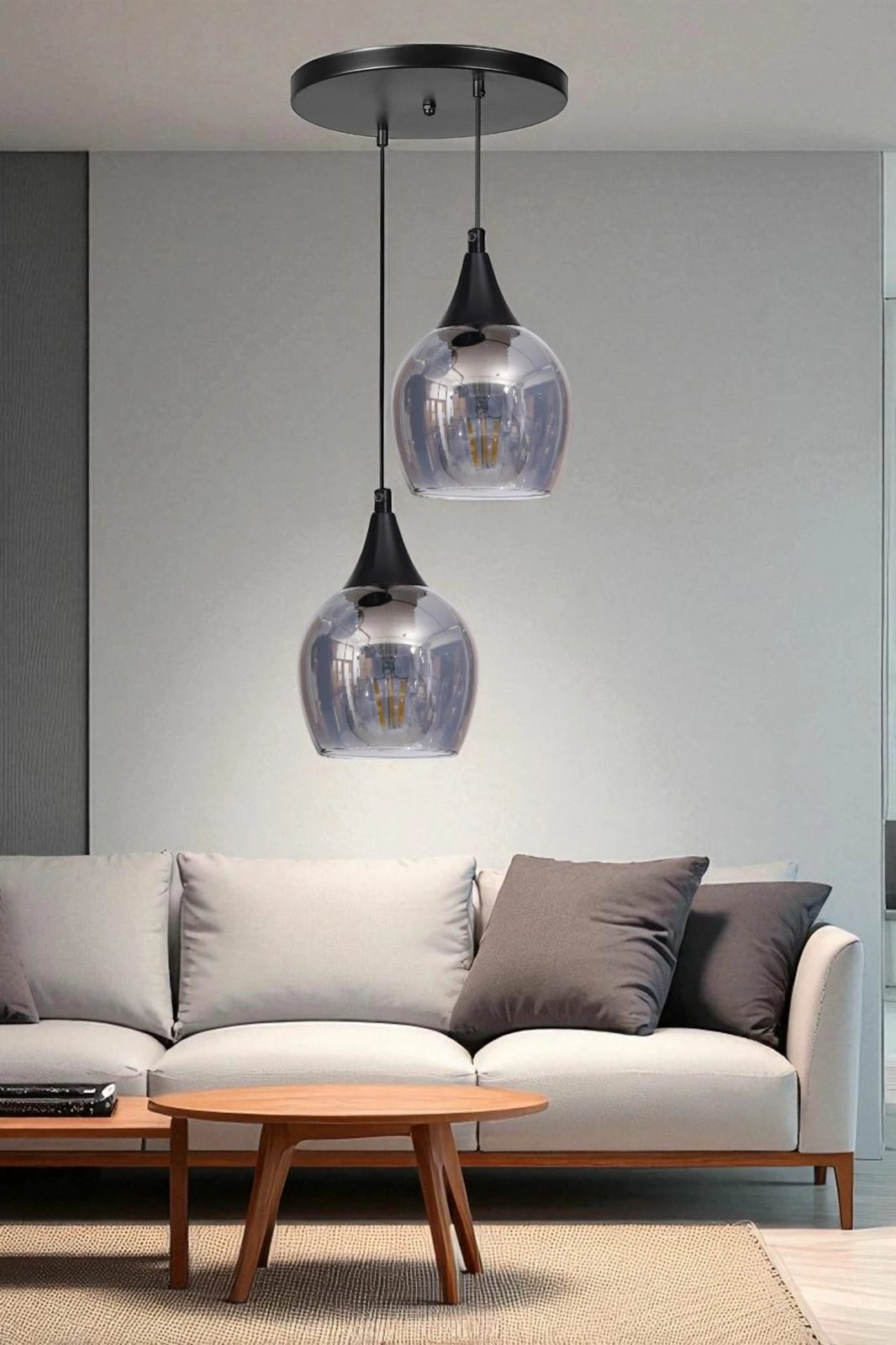 Llambë tavani Opviq, 9064-2, metal dhe xham, gri e zezë