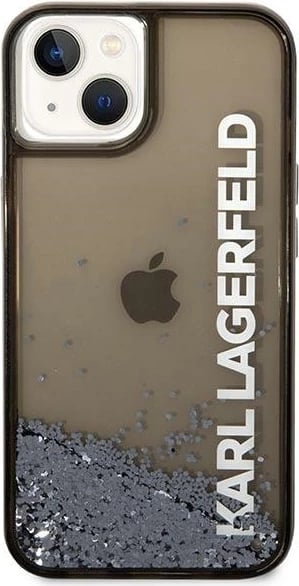 Mbështjellës Karl Lagerfeld Liquid Glitter Elong për iPhone 14, 6.1", i zi