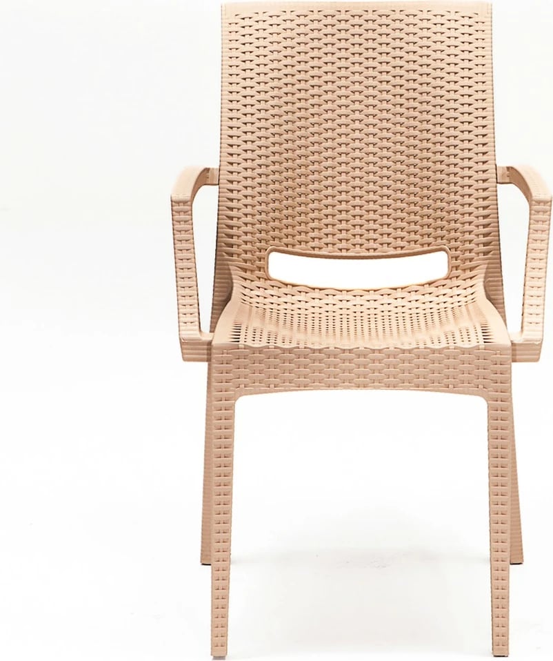 Tavolinë me karrige për terasë, 5 copë, Skye Decor, ratan, ngjyrë kapuçino, 80x80cm