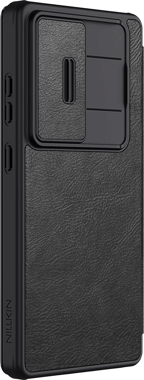 Mbështjellës Nillkin Qin Pro për Samsung Galaxy S25 Ultra me kapak dhe mbrojtje kamere, i zi