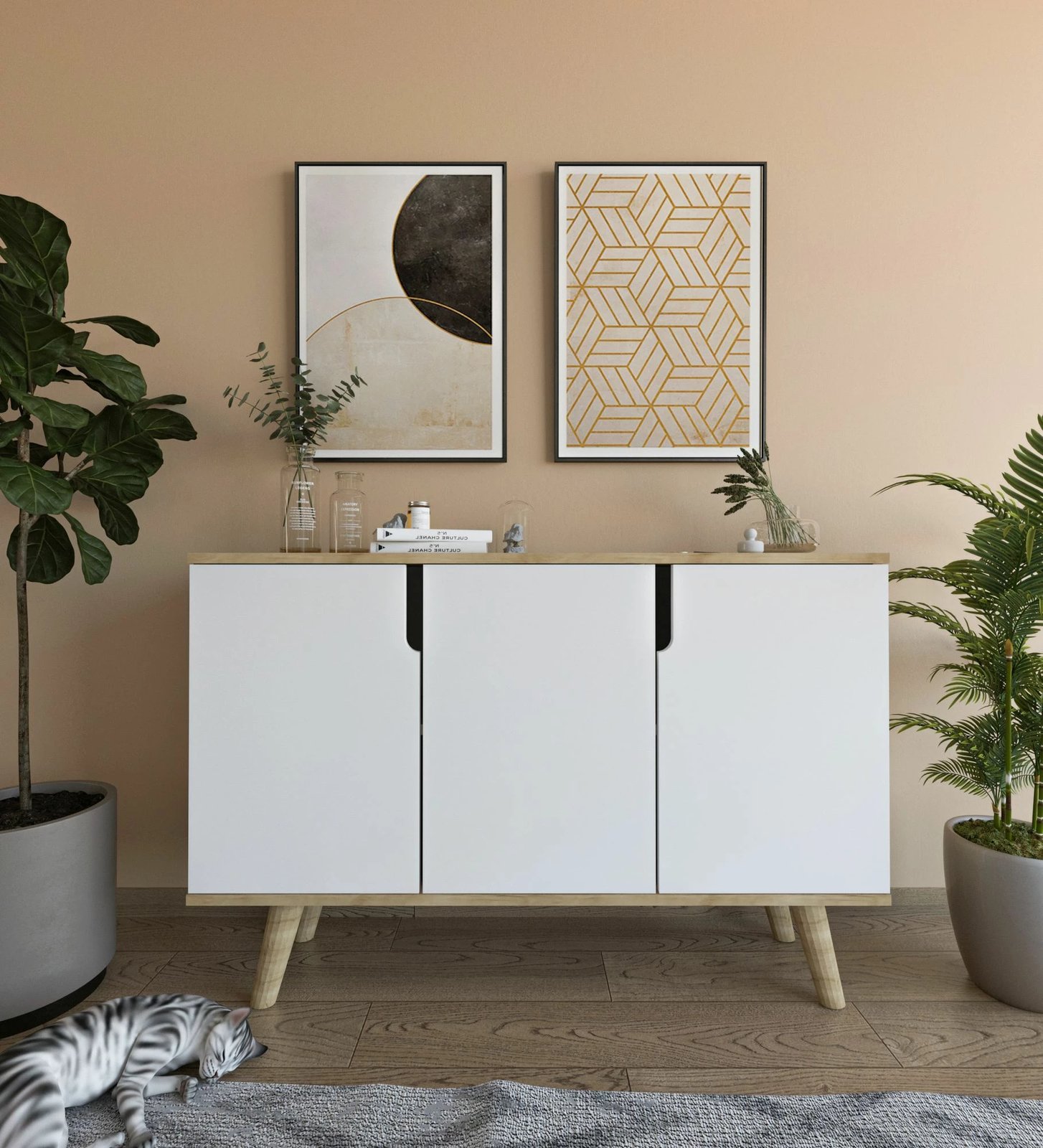 Konsol Skye Decor Verona 120, lis safir, e bardhë