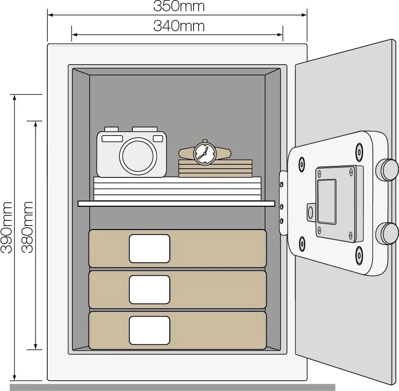 Kasafortë zyre YALE HOME YEC/390/DB2 me alarm, e zezë