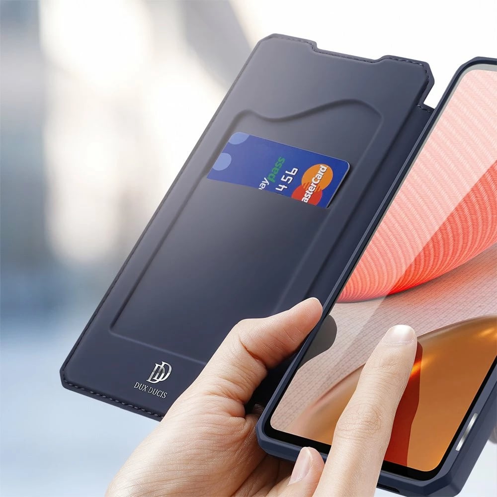 Mbështjellës Dux Ducis Skin X për Samsung Galaxy A72, me kapak, me mbajtëse, me portofol, Blu