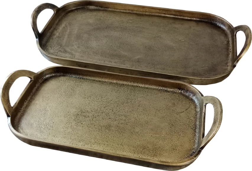 Set tabakash KIRAT, 2 copë, alumin, ngjyrë ari antik, 46x23x5cm