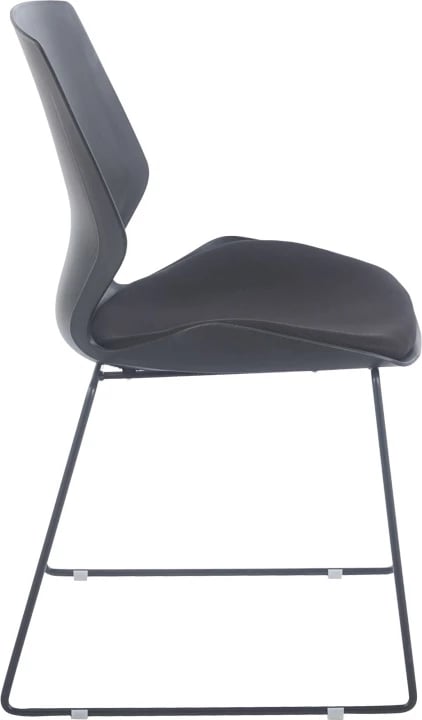 Karrige vizitorësh, minimaliste, e zezë, me jastëk, 47x52x85cm