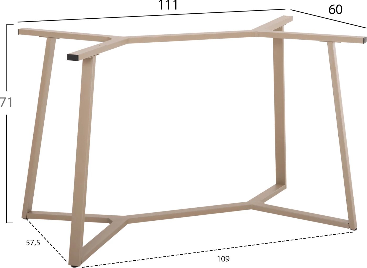 Kornizë metalike për tavolinë, ngjyrë kapuçino mat, FH471.25, 111x60x71cm