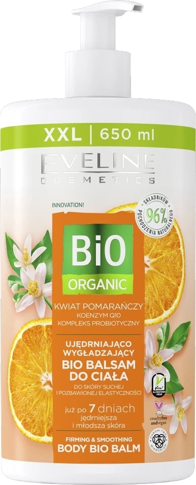 Balsam trupi për femra Eveline Cosmetics Bio Organic Firming and Smoothing Bio Body Balm Orange 650ml