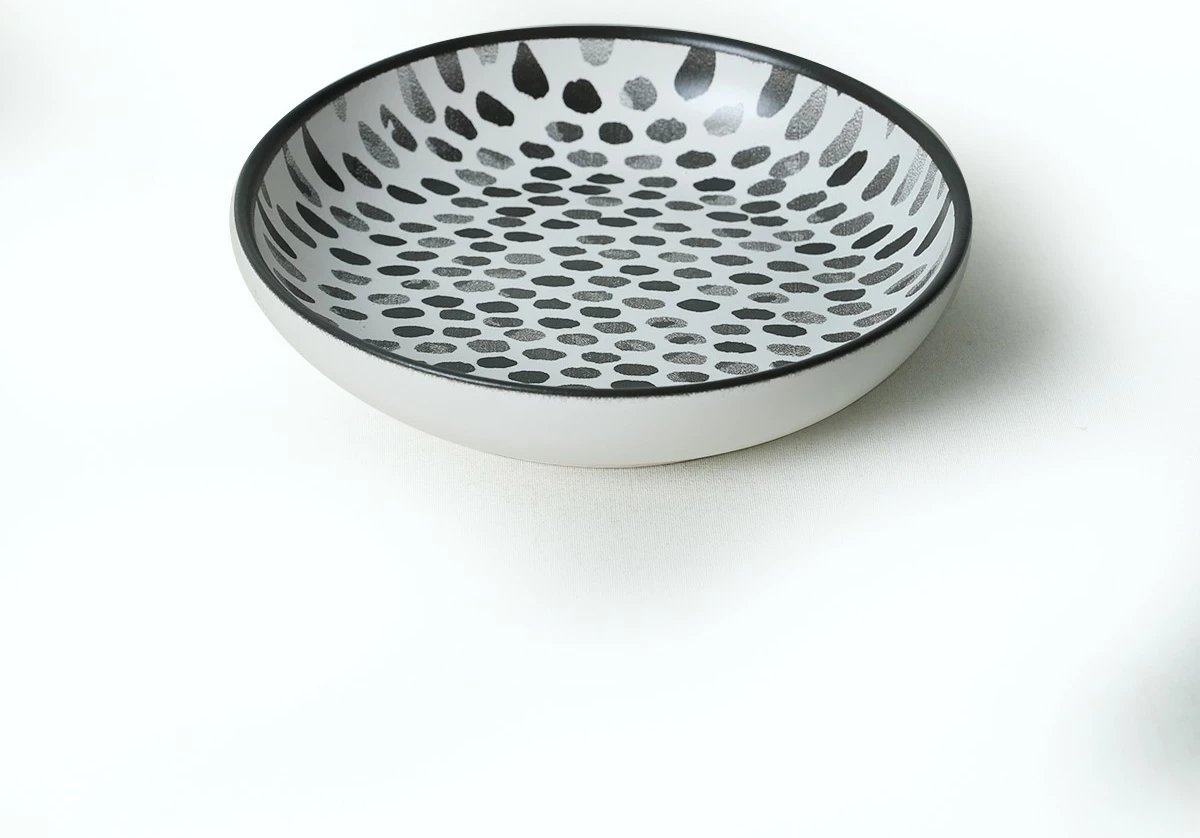 Set enësh për drekë, qeramikë, 24 copë, Hermia Concept, ngjyrë e zezë dhe e bardhë