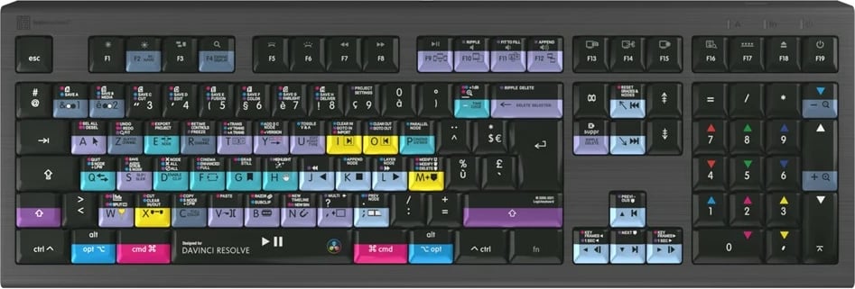 Tastierë LogicKeyboard Astra 2 DaVinci Resolve FR për Mac