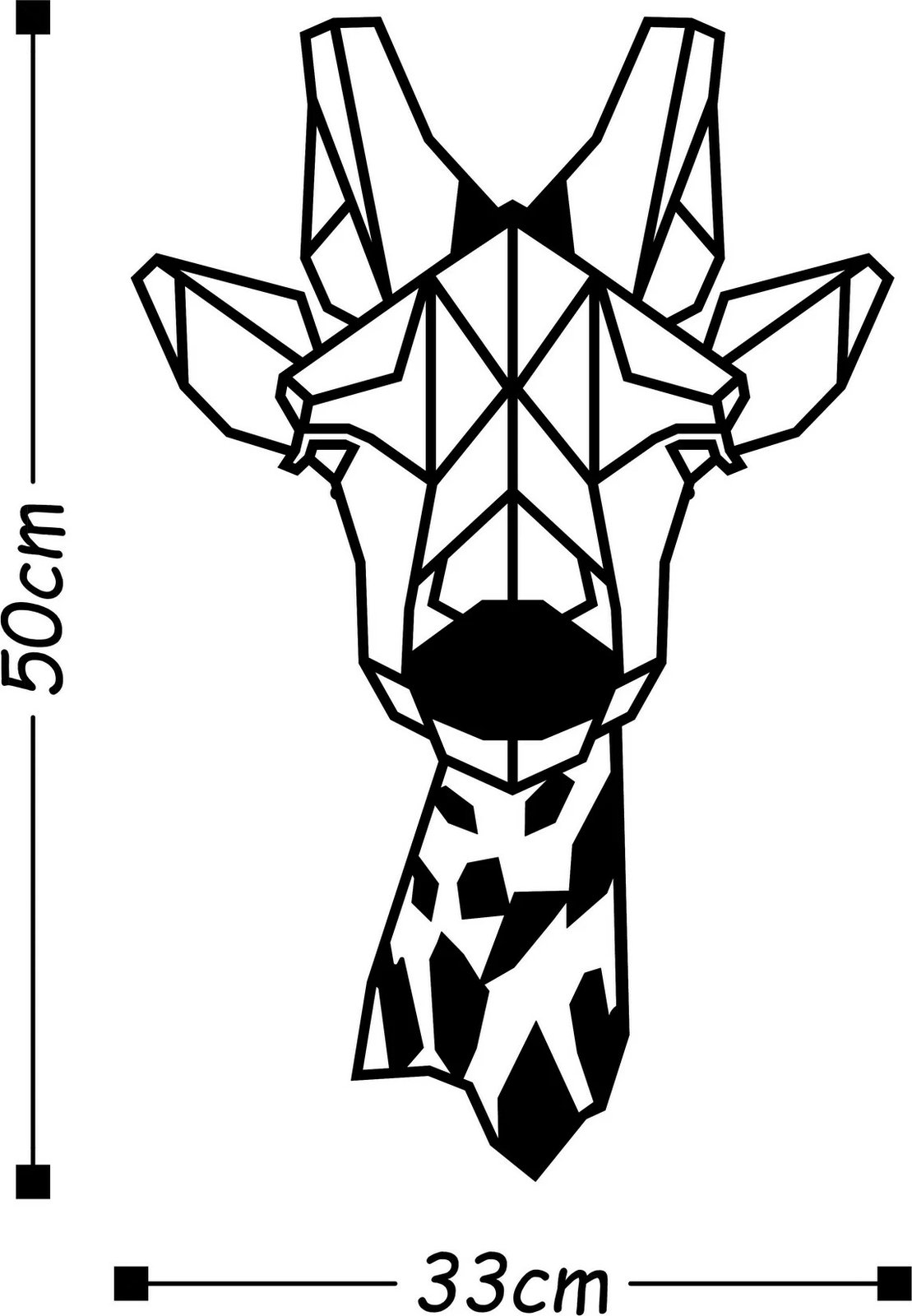 Aksesor muri dekorativ prej metali, gjirafë, Wallity, ngjyrë e zezë, 33x50cm