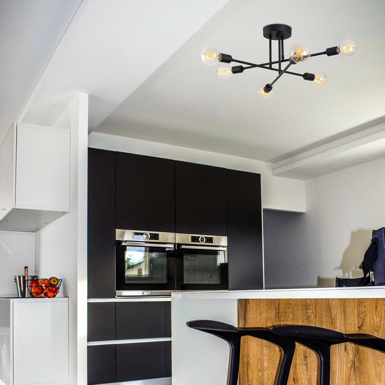 Llambë tavani Opviq, Flower - 174-AV, ngjyrë e zezë, 64x64x30 cm