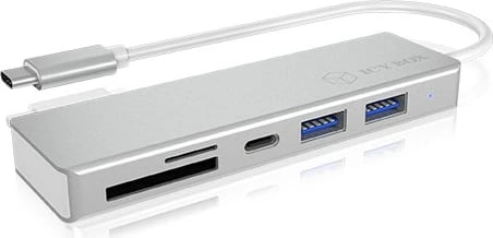 HUB USB Type-C IcyBox IB-HUB1413-CR me 3 porta USB dhe lexues kartelash, Argjend