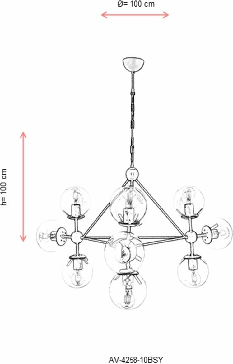 Llambadar Opviq, AV-4258-10BSY, ngjyrë e zezë, antike, 100cm