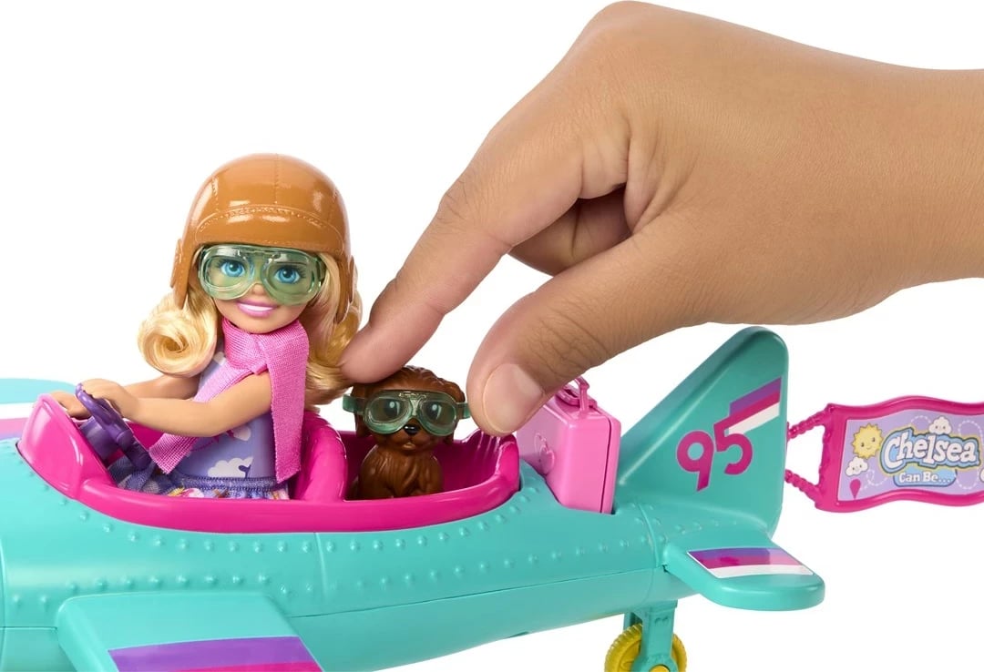 Set lodrash Barbie Chelsea Can Be… Plane me aeroplan, 2 ulëse, 7 aksesorë, shumëngjyrësh