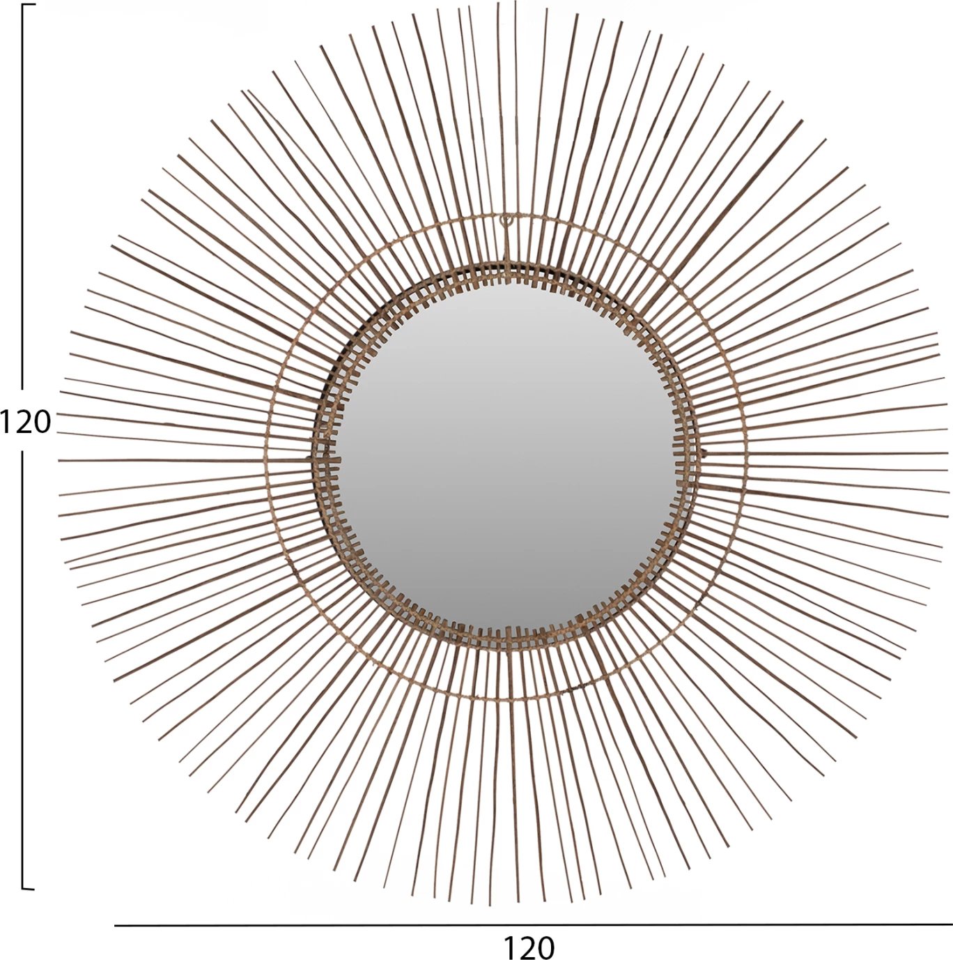 Pasqyrë rrethore me kornizë nga shkopinj kokosi, ngjyrë natyrale, 120x4x120Hcm, FH7732