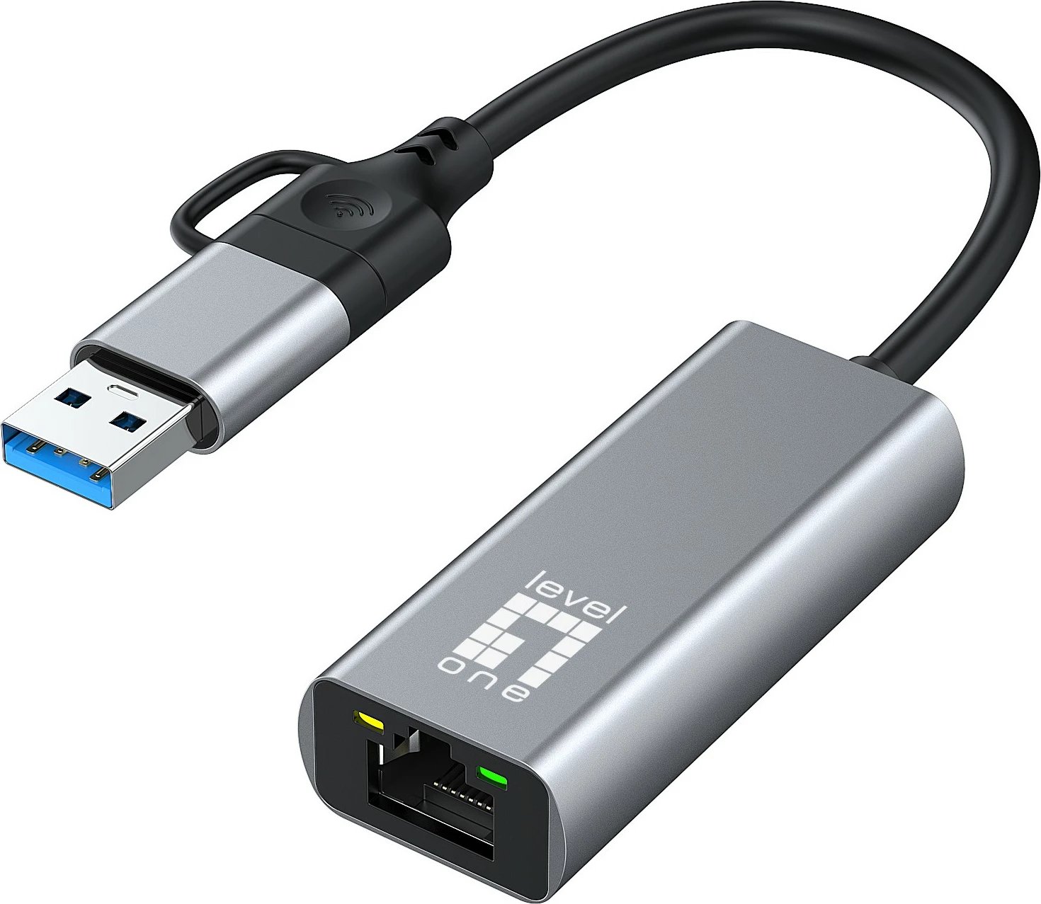 Adapter rrjeti LevelOne USB-0423, USB Type-A/USB Type-C, Ethernet, 2500 Mbit/s, Gri