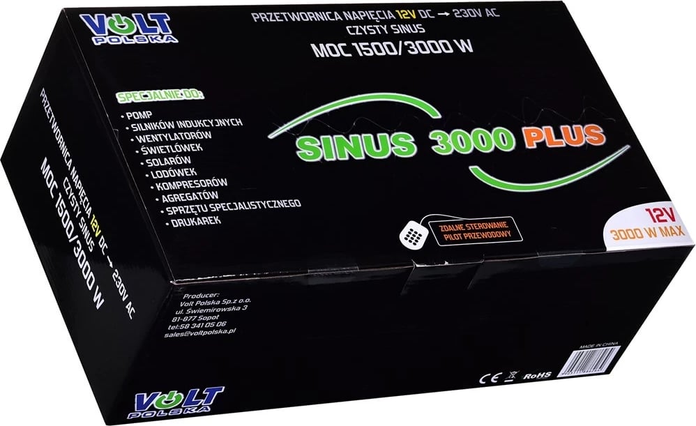 Przetwornik Volt Polska SINUS 3000, 12/230V, 1500/3000W