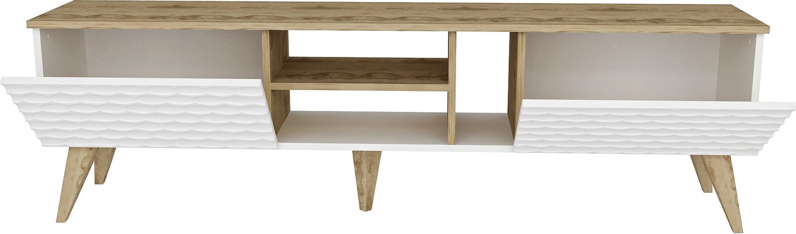 Komodë TV Hanah Home, ngjyrë vezë, e bardhë dhe arre