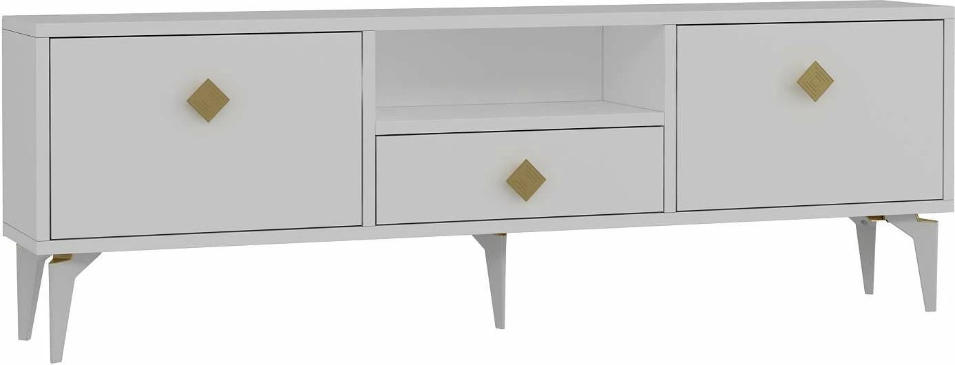 Komodë TV Skye Decor, e bardhë, ari, 1304-DROP-1