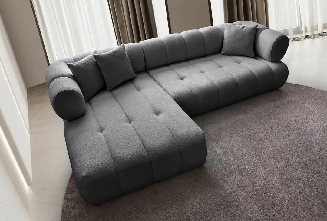 Këndare Petra, ngjyrë gri e errët, Atelier del Sofa, pjesa e majtë