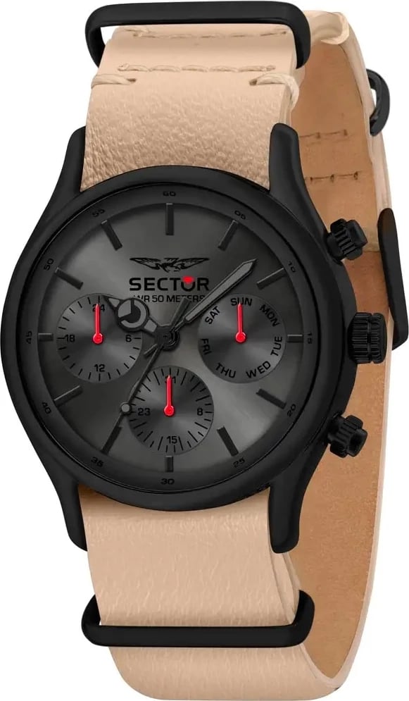 Orë dore për meshkuj SECTOR 660, e zezë me rrip bezhë