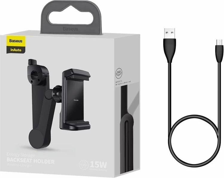 Mbajtës telefoni për makinë Baseus WXHZ-01 me karikues wireless 15W, i zi