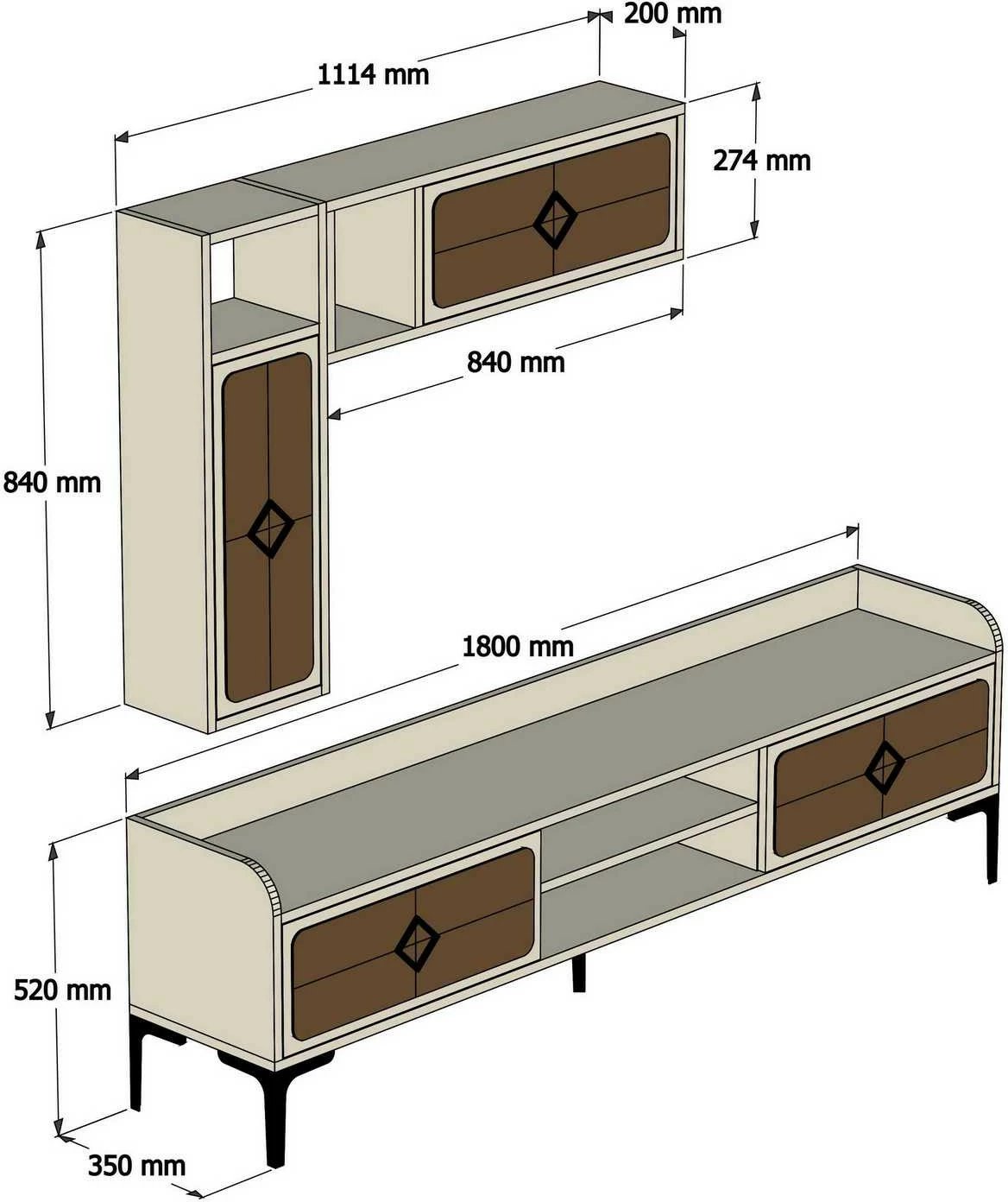 Komodë TV Hanah Home Samba, ngjyrë arre dhe blu