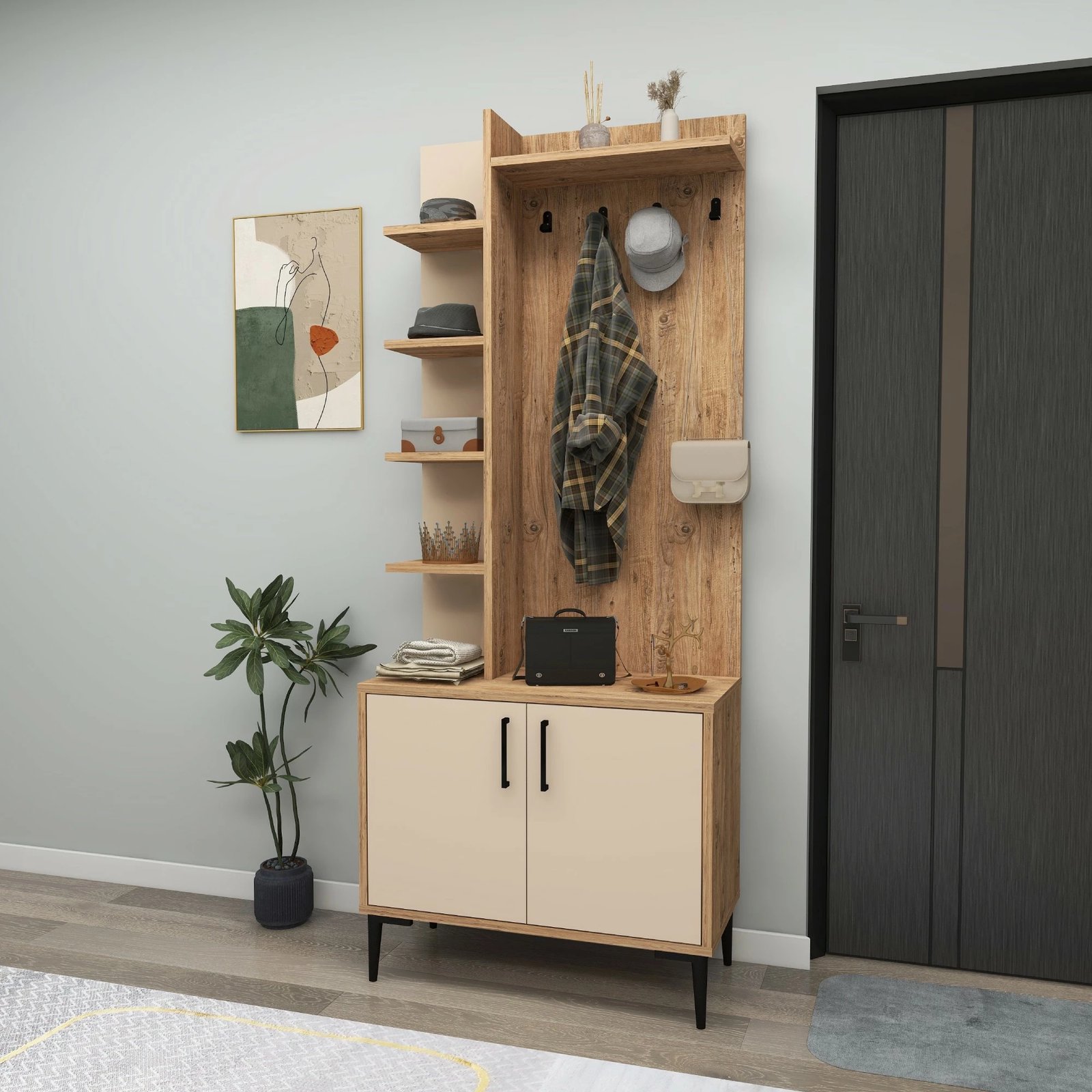 Stendë korridori Julendor, ngjyrë Atlantic Pine, bezhë