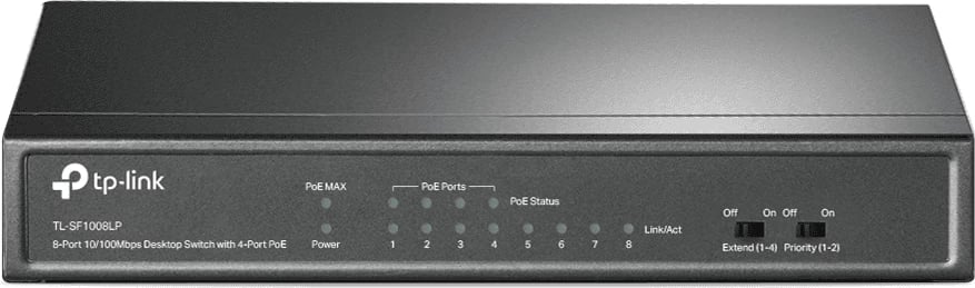 Switch TP-LINK TL-SF1008LP 8 porte Fast Ethernet me 4x PoE, e zezë