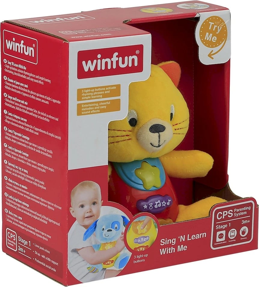 Lodër interaktive edukative Smily Play Cuddle Toy Cat Miauczek, portokalli/kuqe/verdhe