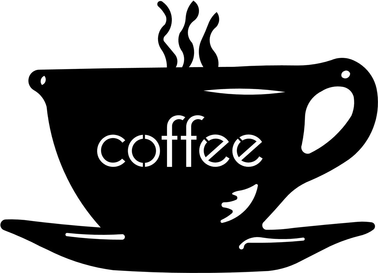 Aksesor dekorativ metalik për mur, filxhan kafeje, ngjyrë e zezë, Wallity, 50x36cm