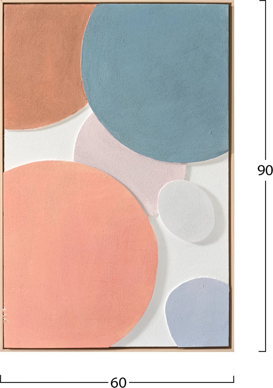 Pikturë muri 3D FH4543.02 me kornizë PS ngjyrë bezhë, forma të punuara me dorë, 60x4,5x90 cm