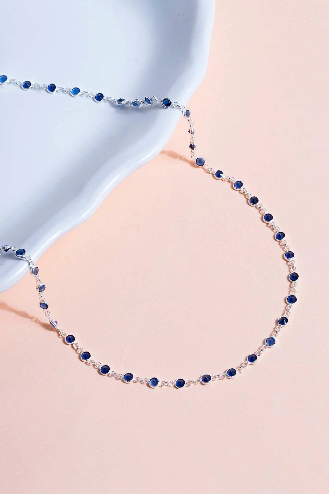 Qafore argjendi me gurë zirkon të kaltër të errët, Jumeon, TFNY65228