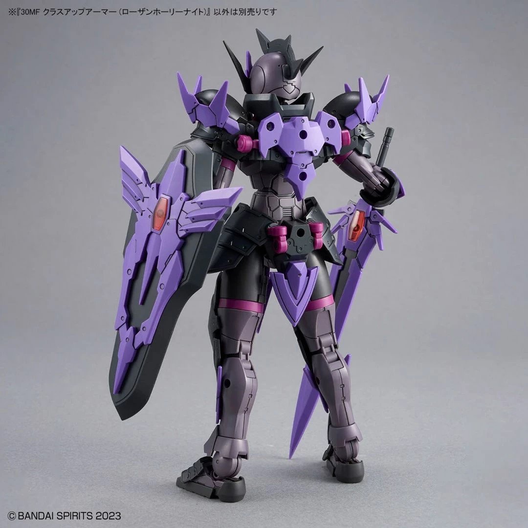 Figurë koleksionuese Bandai 30MF Class Up Armor Rosan Holy Knight, model ndërtimi, vjollcë/argjendtë