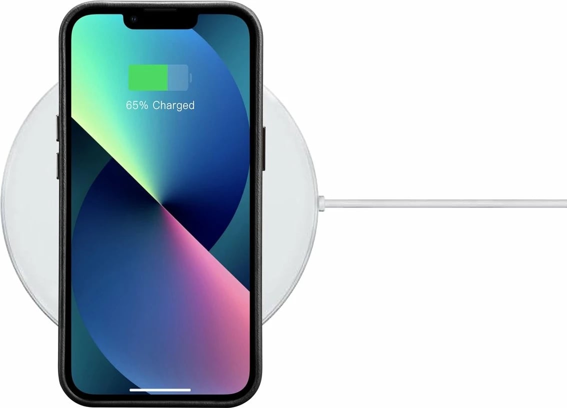 Mbështjellës lëkure iCarer Oil Wax Premium për iPhone 14, me MagSafe, i zi