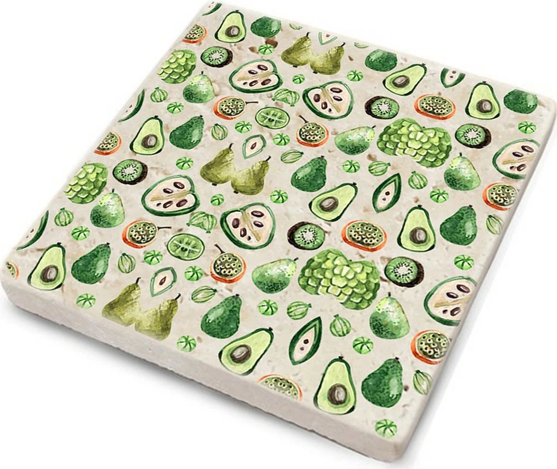 Nënstresa për gota prej guri natyral, shumëngjyrëshe, set prej 4 copash, Hermia, TBA11183964