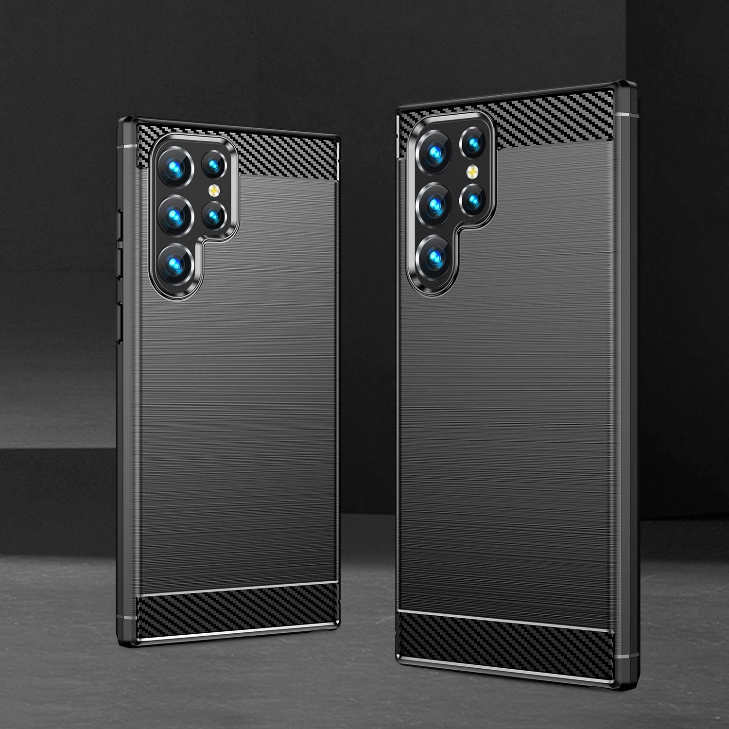 Mbështjellës Hurtel Carbon Case për Samsung Galaxy S23 Ultra, TPU, i zi