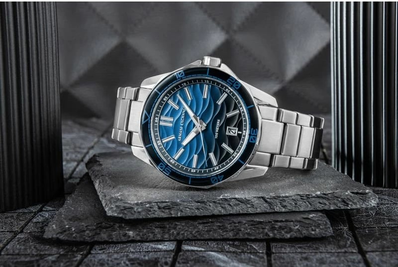 Orë dore për meshkuj Armani Exchange, argjend