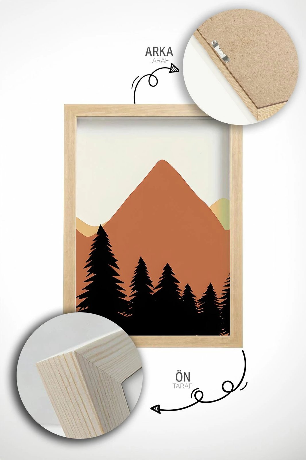 Set pikturash dekorative me kornizë, 3 copë, Wallity, Artvmodel28-Ahsap