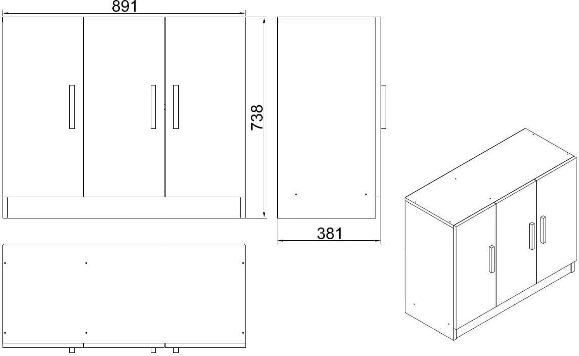 Dollap multifunksional, ngjyrë arre dhe antracit, Hanah Home, Vo5-Ba