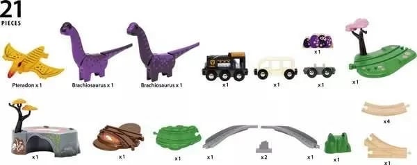 Set aventurë dinosaurësh Ravensburger BRIO, dru, për fëmijë