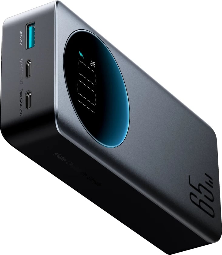 Power bank Joyroom JR-PBF05, 30000mAh, 65W, me ekran dixhital, e zezë
