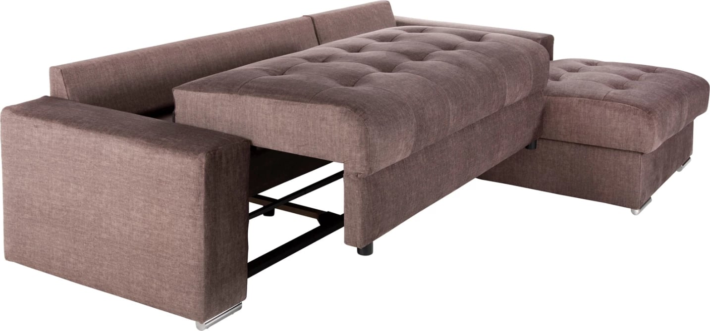 Divan qoshe me shtrat dhe hapësirë ruajtëse, CLANCY, FH3281.03R, pëlhurë kafe, 308x181x92H cm