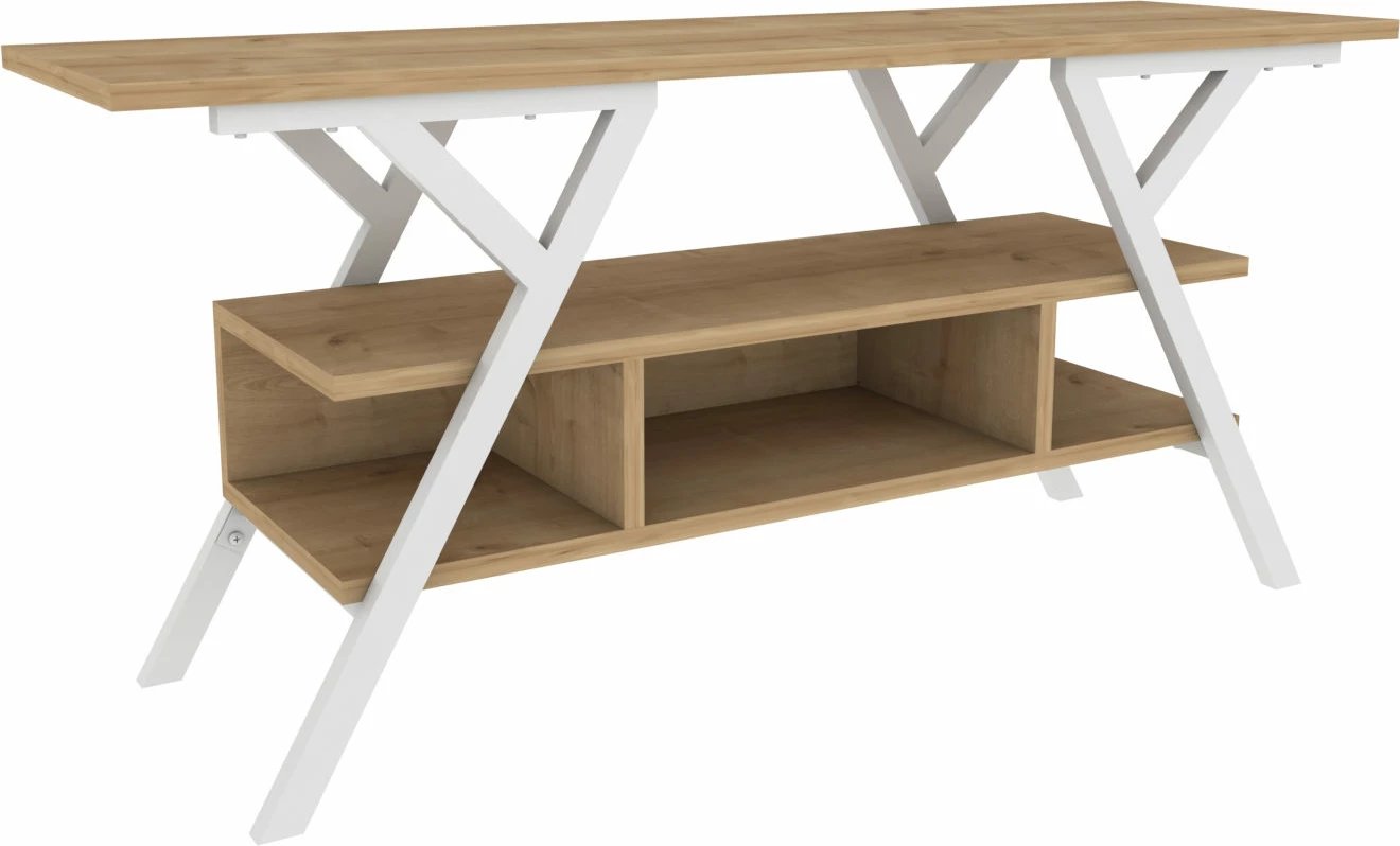 Komodë TV Skye Decor, Minerva, e bardhë dhe lis